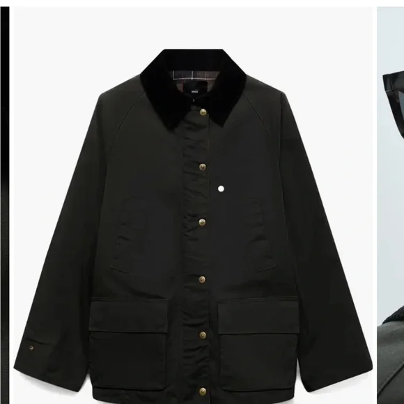 NWOT Mango Corduroy Collar Waxed Effect Oversize Barn Jacket, XL - Picture 2 of 10